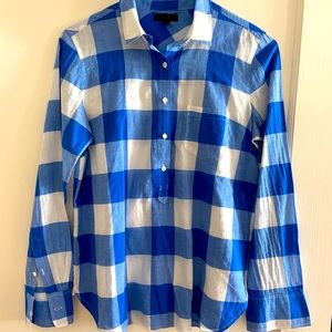 J. Crew Blue Gingham Plaid Button Down Shirt Top 4
